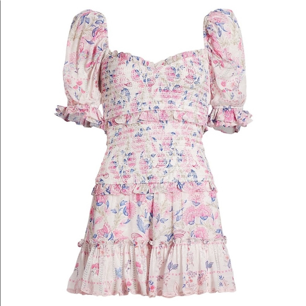 Hemant & Nandita Tiered Floral Smocked Mini Dress